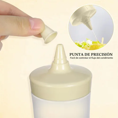 Vista 2 de DOITOOL Paquete de 3 botellas exprimibles para condimentos, dispensadores de botellas de salsa de tomate y mostaza, aderezo para ensaladas, tapas