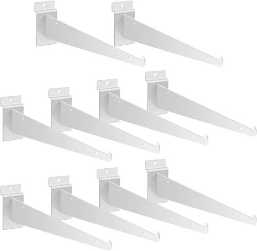 Vista 11 de Oudain 12" Soporte de Estante para Pared de Listones con Ranura, Soportes de Pared de Listones Resistente, Accesorios de Pared de Listones Flotantes