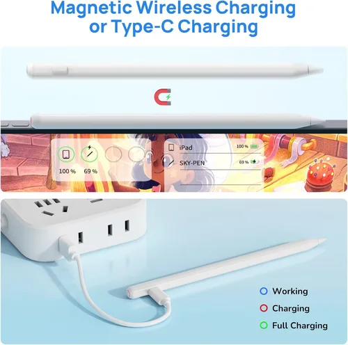 Vista 3 de Lápiz óptico para iPad con carga inalámbrica, lápiz Zspeed iPad casi como Apple Pencil de 2ª generación, compatible con iPad Air 5/4, iPad Mini 6