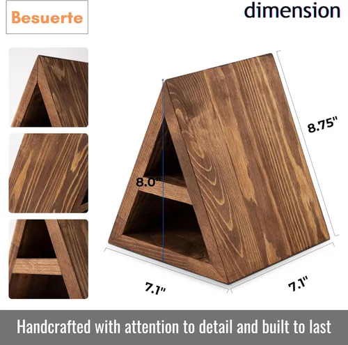 Vista 2 de Besuerte - Soporte de madera para páginas de libros en forma de triángulo, sin necesidad de montaje, regalos para amantes, soporte para libros