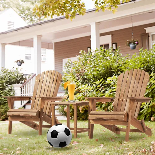 Vista 6 de Adirondack - Juego de 2 sillas plegables de madera para exteriores con respaldo de cedro macizo, cómoda silla de descanso para patio, terraza, Dorado