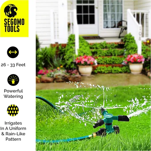 Vista 5 de Segomo Tools Sistema de riego giratorio de riego por rociador de agua de césped de jardín de 360 grados - GSR1