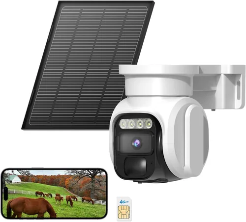 Cámara de seguridad celular 4G LTE, sin WiFi, cámara inalámbrica solar para exteriores, tarjeta SIM integrada y tarifa mensual de suscripción,