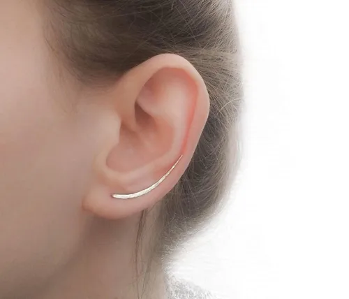 Vista 4 de Ear Climber Earrings Long Sterling Silver Climbers Crawler Bar Studs