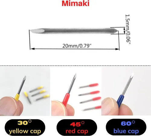 Vista 2 de 15 unids cuchillas de repuesto para mimaki cortador trazador vinilo 30 grados 45 grados 60 grados corte plotter cuchillas
