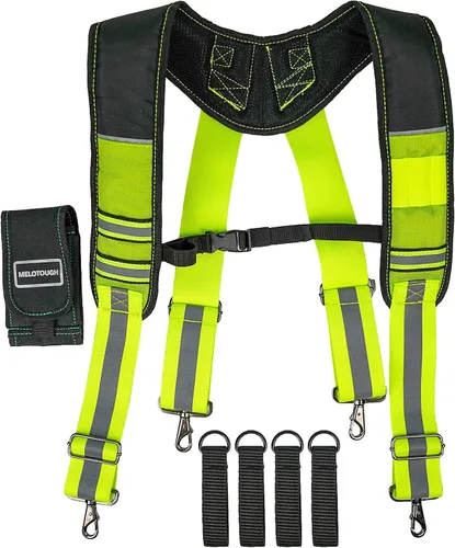 Vista 9 de MELOTOUGH Tirantes de seguridad reflectantes, tirantes de cinturón de herramientas, tirantes de trabajo de construcción con soporte desmontable