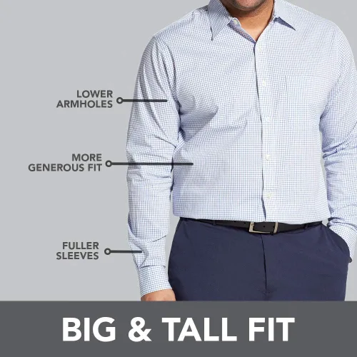 Vista 6 de Van Heusen Camisa de manga larga con botones y sin arrugas para hombre grande y alto