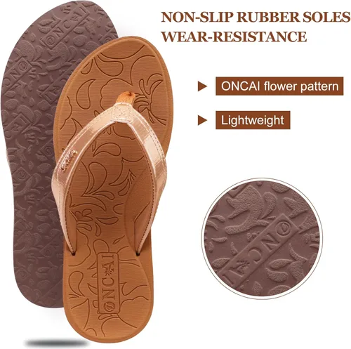 Vista 3 de Oncai - Sandalias de esterilla de yoga y soporte de arco, sandalias tipo pata de gallo para mujer, cómodas, para la playa