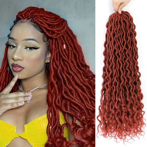 Vista 33 de Rastas de diosa de pelo de ganchillo de 18 pulgadas, 6 paquetes, pelo de ganchillo postizo previamente enrollado, pelo de ganchillo suave