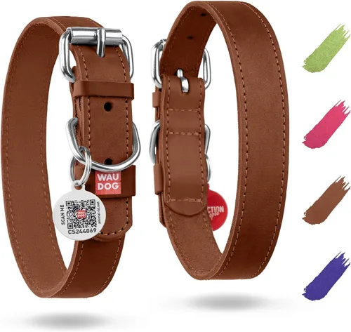 Vista 8 de WAUDOG Collar de cuero de larga duración para perros grandes, medianos y pequeños – Collares clásicos ajustables para cachorros de raza grande