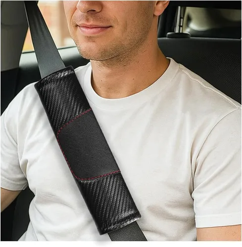 Vista 8 de 2 fundas para cinturón de seguridad de automóvil, de cuero suave, almohadilla para cinturón de seguridad de hombro, cómoda alfombrilla para cinturón