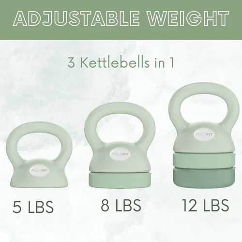 Vista 2 de Polyfit Adjustable Kettlebell 5 lb - 12 lb Kettlebells Weights Set for Home Gym Kettle Bell Sets for Women at Home