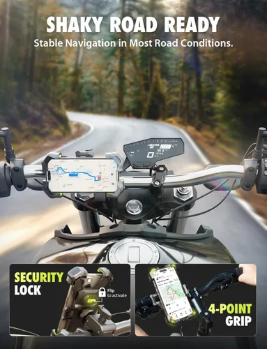 Vista 6 de Bracketron Soporte de teléfono para bicicleta, liberación rápida 2025 Soporte de teléfono para motocicleta, bicicleta eléctrica, scooter, carrito