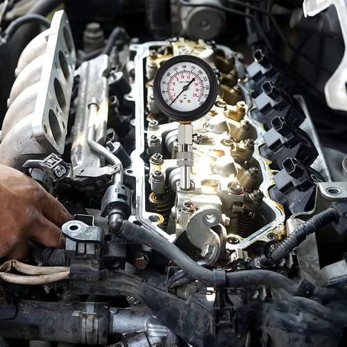Vista 8 de Probador de compresión de 8 piezas, kit de comprobador de compresión de motor, medidor de presión profesional de cilindro de motor de gasolina