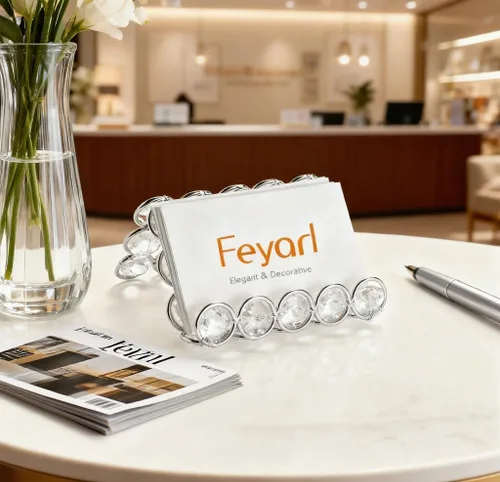 Vista 3 de Feyarl Soporte para tarjetas de visita de cristal, para oficina, tarjetas de presentación de negocios, brillante, para escritorio, tarjetas