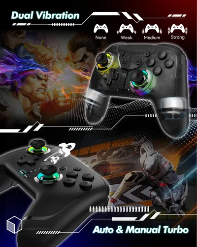 Vista 5 de Wireless Switch Pro Controller for Nintendo SwitchLiteOLED, Bluetooth Gaming Controller for iPhoneAndroidPhonePCSteamMaciOSiPadTV with