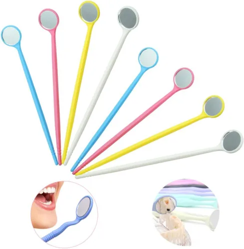 Vista 4 de Espejo dental desechable, 100 unidades de cuidado bucal, limpiador de dientes de boca, removedor de placa de hilo dental, blanqueamiento dental