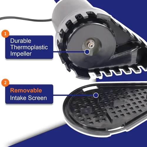 Vista 5 de WASSERMANN Bomba de Agua Sumergible de 1/2HP, 3300GPH Bomba de Utilidad Termoplástica Eléctrica Portátil de Transferencia para Sumidero Limpio/Sucio