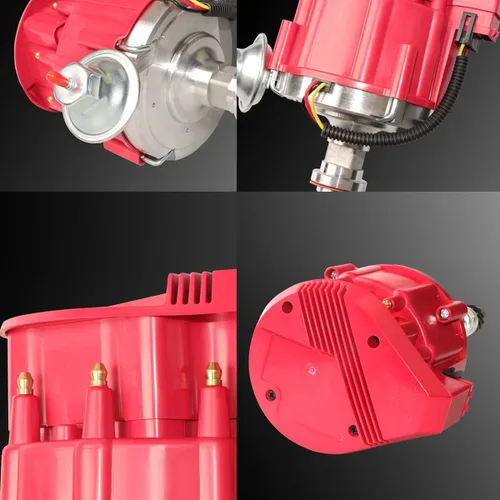 Vista 6 de MAS Racing HEI Distribuidor y cables de bujía y mazo de cables de coleta gratis, kit combinado de tapa roja de repuesto para Chevy 283 302 307 327