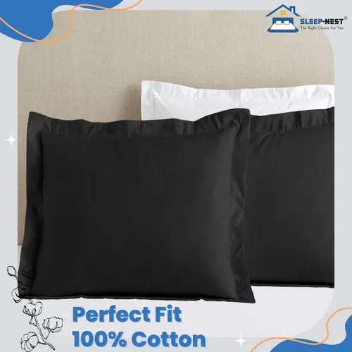 Vista 3 de Juego de 2 fundas de almohada de 600 hilos, suaves, 100% algodón egipcio, cuadrado europeo de 26 x 26 pulgadas, decorativas, fundas de almohada Negro