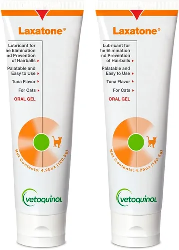 Vetoquinol Laxatone Gel Lubricante Oral para Bolas de Pelo para Gatos – Sabor a Atún, 4.25oz (Paquete de 2) – Lubricante para Ayudar con la