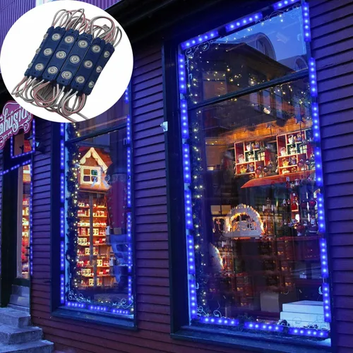 Vista 6 de Luces para escaparate, 100 unidades, módulo LED, luz azul para letreros de 1.2 W, 12 V, CC 2835 SMD, 3 luces LED para ventana, impermeables