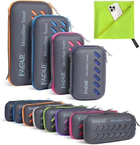 Vista 21 de BAGAIL - Toalla de camping con funda de EVA, toalla de viaje de microfibra compacta y ultrasuave, toalla de viaje súper absorbente y ligera
