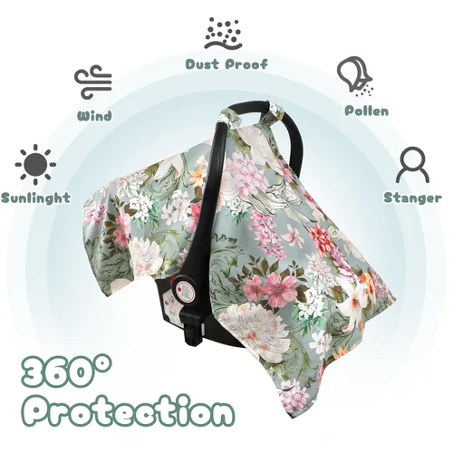 Vista 2 de Funda de asiento de automóvil para bebé, fundas de toldo de asiento de automóvil para niñas recién nacidas, fundas suaves y transpirables de Minky