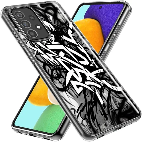 Vista 2 de Mundaze - Case for Samsung Galaxy A13 Slim Hybrid Shockproof Hard Shell Soft TPU Heavy Duty Protective Phone Cover - Black White Urban Graffiti