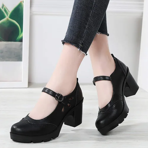 Vista 9 de STMYH Zapatos de tacón alto con plataforma para mujer, diseño de Dermis, con encaje retro, de moda