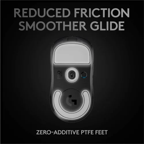 Vista 6 de Logitech G PRO X SUPERLIGHT - Mouse inalámbrico para juegos, ultraligero, sensor HERO 25K, 25,600 DPI, 5 botones programables, batería de larga