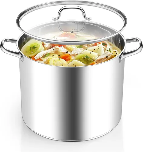 Vista 12 de Homikit - Olla de acero inoxidable de 4 cuartos de galón, olla de inducción con tapa para sopa, salsa de pasta, cocinar a fuego lento, parte