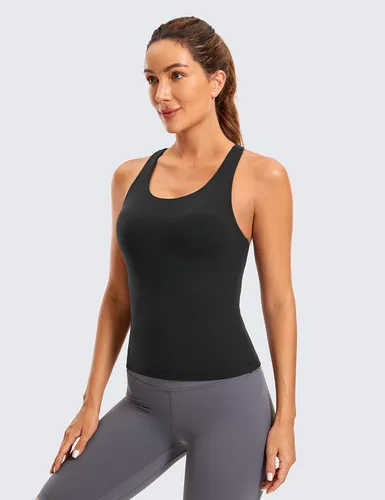 Vista 4 de CRZ YOGA Butterluxe - Camiseta sin mangas de espalda cruzada para mujer, con relleno, atlética, de elastano, con brasier integrado