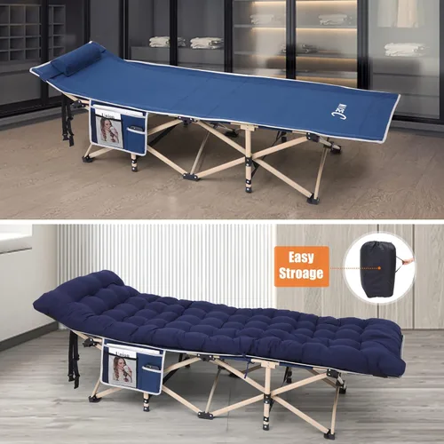 Vista 7 de Nice C Cuna climatizada con batería, catres de camping con cojín y calefacción, catres plegables con colchón para adultos, con almohada, bolsa
