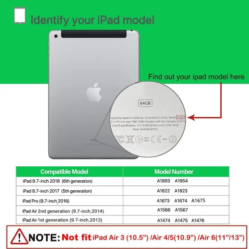 Vista 2 de SUPLIK Funda para niños para iPad 5ª/6ª Generación (9.7 pulgadas, 2017/2018), iPad Air 2/1 & Pro 9.7 con protector de pantalla, cubierta protectora