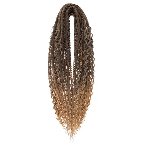 Vista 44 de Leeven Extensiones de Rastas Sintéticas de Doble Punta de 24 Pulgadas 30 Hebras Rastas Boho 613 Rubio 3 Estilos Mixtas Onduladas Rizadas DE Rastas