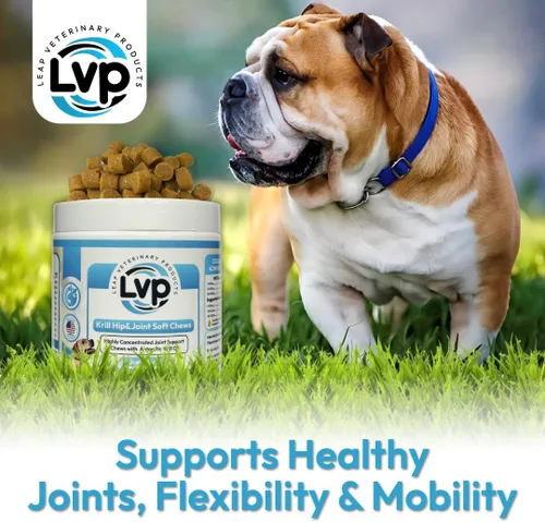 Vista 8 de Suplementos para perros para cadera y articulaciones, aceite de krill y glucosamina masticables suaves, suplemento articular para perros con aceite