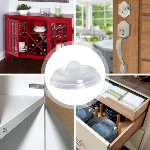 Vista 5 de Bivethoi Almohadillas de amortiguación de sonido – 100 piezas – Parachoques autoadhesivos transparentes en forma de puntos circulares para puertas