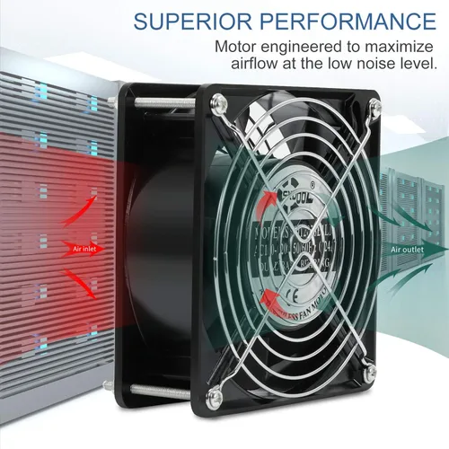 Vista 7 de Ventilador de refrigeración axial de 4.7 in, CA 115 V 120 V 4.724 in x 1.496 in de alta velocidad CFM con cable de alimentación de interruptor