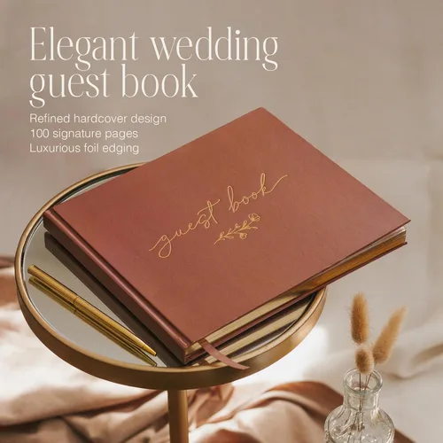 Vista 4 de Elegante libro de visitas de boda, libro de visitas para recepción de boda, quinceañera, despedida de soltera, cumpleaños, aniversario y eventos