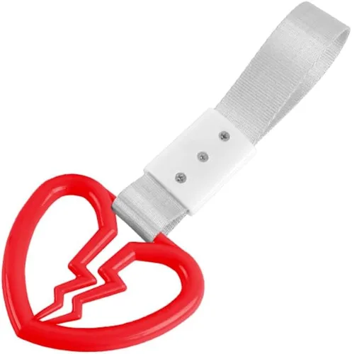 Vista 13 de Q1-TECH, JDM Tsurikawa Anillo japonés de metro, tren, autobús, mango de corazón roto, correa de mano, anillos de advertencia para parachoques