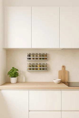 Vista 3 de Kitchen Basket - Hanging Kitchen Shelf - Spice Rack - Kitchen Cabinet Organiser - Spice Pot Rack - Spice Holder - Soap Pump Rack - Wall Shelf
