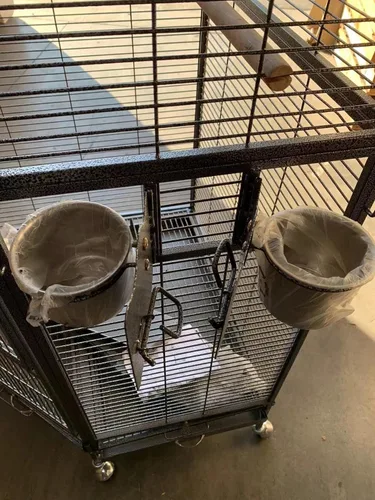 Vista 5 de Jaula de esquina para pájaros Seny para cacatúas y periquitos, color negro y blanco nuevo (negro)