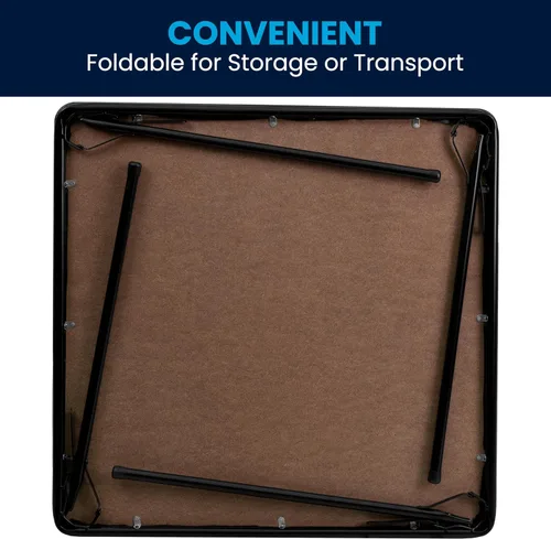 Vista 7 de Flash Furniture Madelyn - Mesa plegable cuadrada de 33.5" multiusos para jugar cartas con tapa de vinilo acolchada, mesa plegable portátil para Negro