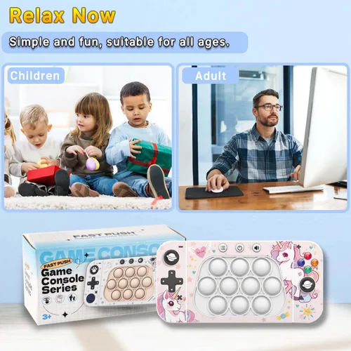 Vista 6 de Juego de mano de empuje rápido, juguetes de juego con luz pop versión 2, empuja ligeramente para apagar las burbujas iluminadas. Juguetes