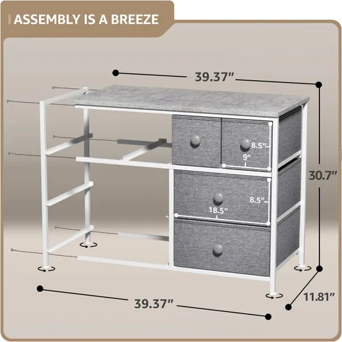 Vista 130 de Sorbus Cómoda con 8 cajones - Mueble para almacenar ropa para niño, para dormitorio, pasillo, clóset, oficina – Marco de acero, parte superior