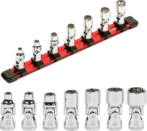 Vista 7 de ARES 39014 - Juego de dados flexibles universales SAE de 7 piezas con impulsor de 1/4 de pulgada - Dados de 6 puntos de 3/16 de pulgada a 9/16