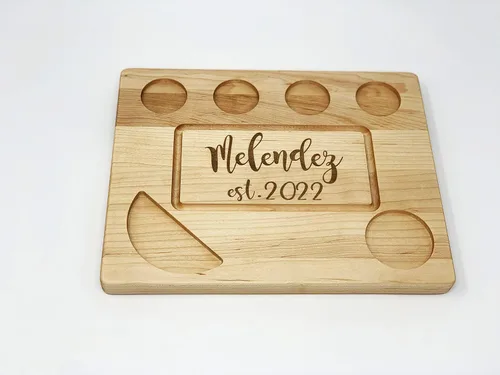 Vista 3 de Personalized Tequila Shot Flight Board With Lime Wedge & Salt Holders,Bachelor or Bachelorette Gift,Housewarming Party Gift,Last Name Board (Walnut)