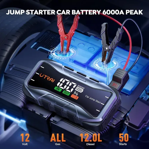 Vista 7 de UTRAI Arrancador portátil de 5000 A 150 PSI con compresor de aire + batería UTRAI de 27000 mAh