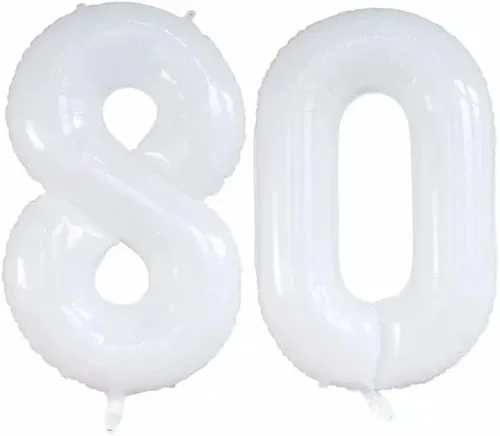 Vista 253 de GOER Globos con el número 80 para decoraciones de fiesta de cumpleaños número 80, globos de helio de aluminio jumbo de 42 pulgadas para 80 Oro rosa